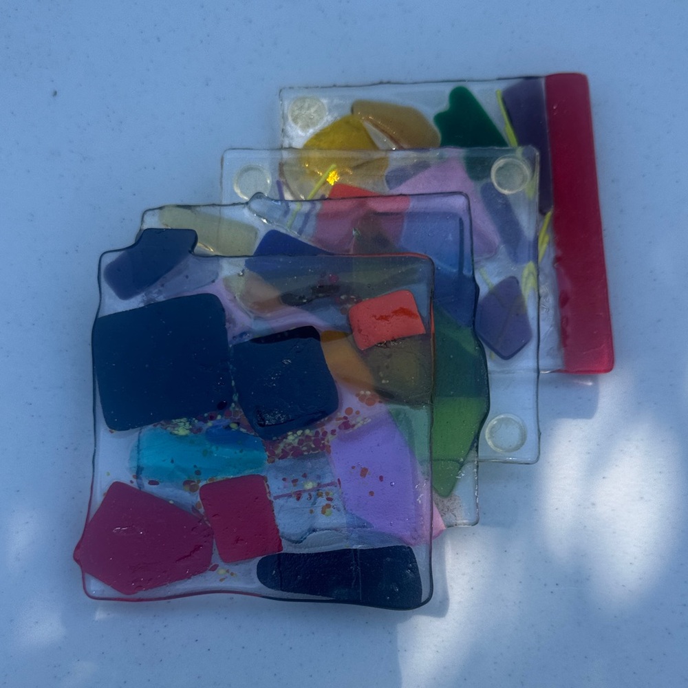 Colorful Art Glass Coasters Set